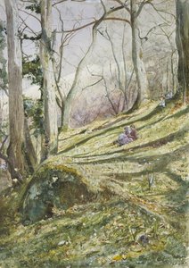 Wooded Slope with Four Figures